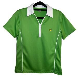 Womens Masters Golf Polo Shirt Green Size Medium Short Sleeve Sport Tech Collar
